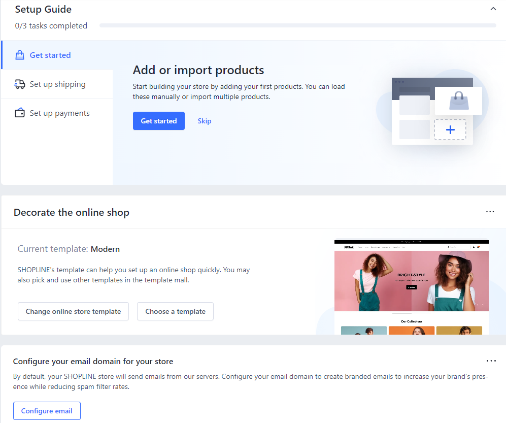 SHOPLINE front-end home page